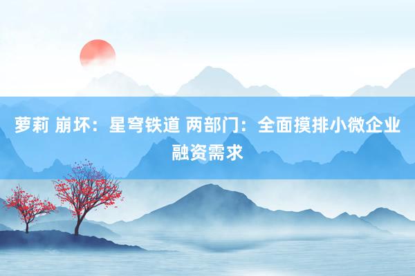 萝莉 崩坏：星穹铁道 两部门：全面摸排小微企业融资需求