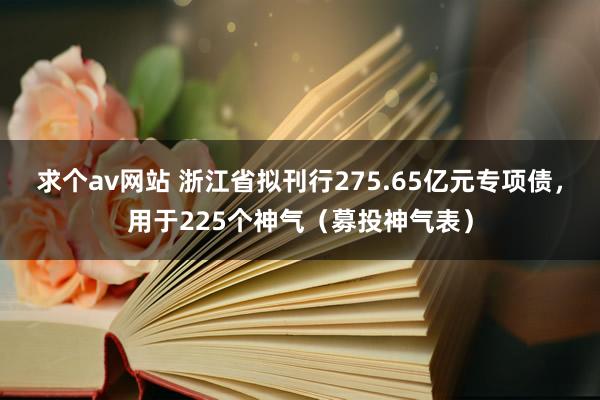 求个av网站 浙江省拟刊行275.65亿元专项债，用于225个神气（募投神气表）