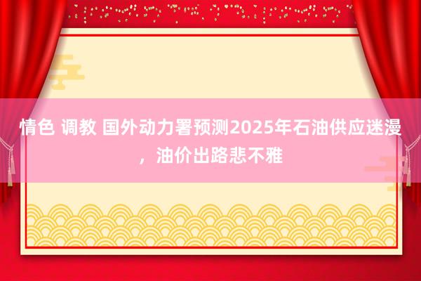 情色 调教 国外动力署预测2025年石油供应迷漫，油价出路悲不雅