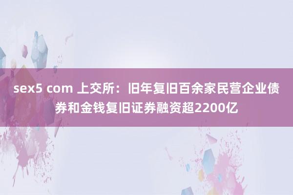 sex5 com 上交所：旧年复旧百余家民营企业债券和金钱复旧证券融资超2200亿