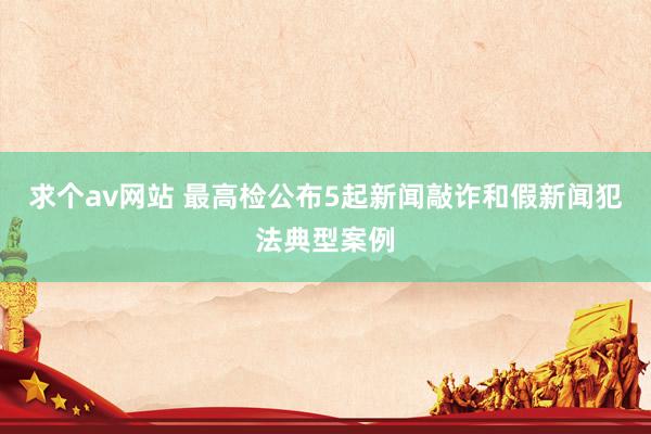 求个av网站 最高检公布5起新闻敲诈和假新闻犯法典型案例