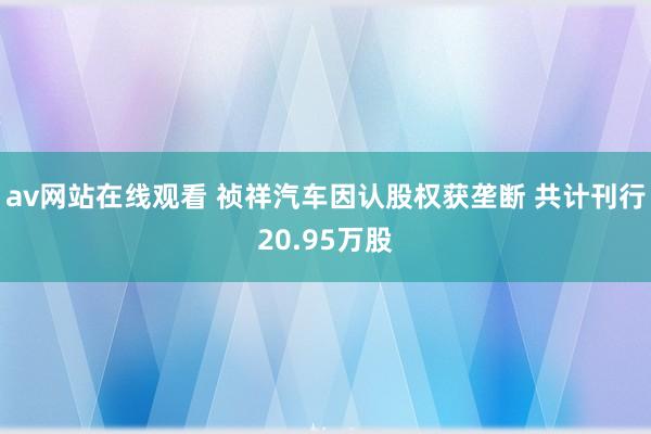 av网站在线观看 祯祥汽车因认股权获垄断 共计刊行20.95万股